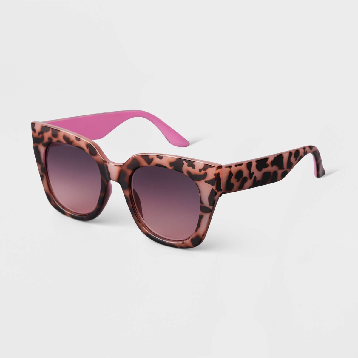 slide 2 of 2, Women's Oversized Two-Tone Tortoise Shell Cateye Sunglasses - A New Day Tan, 1 ct