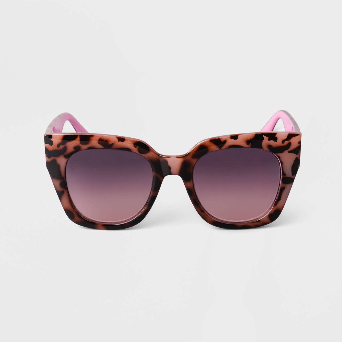 slide 1 of 2, Women's Oversized Two-Tone Tortoise Shell Cateye Sunglasses - A New Day Tan, 1 ct