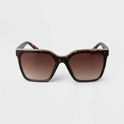 Women's Plastic Square Sunglasses - A New Day™ Brown: UV Protection, Recycled Frame