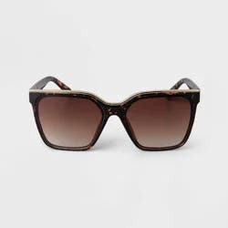 Women's Plastic Square Sunglasses - A New Day™ Brown: UV Protection, Recycled Frame