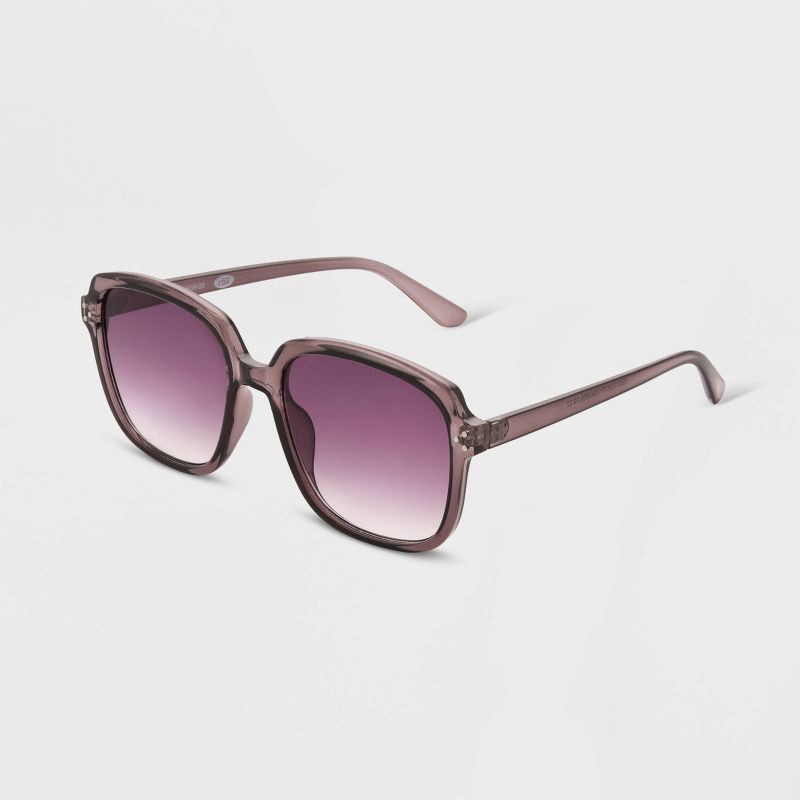 slide 2 of 2, Women's Shiny Plastic Square Sunglasses- Universal Thread™ Purple: Scratch-Resistant, UV Protection, 1 ct