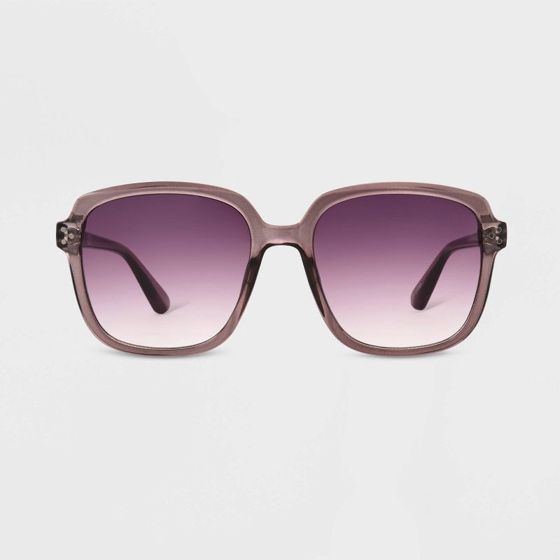 slide 1 of 2, Women's Shiny Plastic Square Sunglasses- Universal Thread™ Purple: Scratch-Resistant, UV Protection, 1 ct