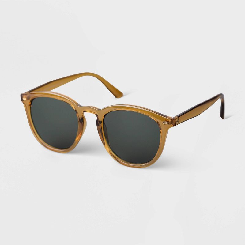slide 2 of 2, Men's Plastic Round Sunglasses - Goodfellow & Co™ Olive Green, 1 ct