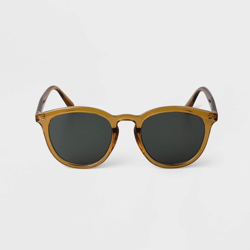 slide 1 of 2, Men's Plastic Round Sunglasses - Goodfellow & Co™ Olive Green, 1 ct