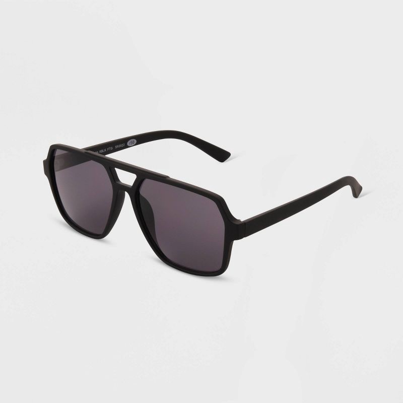 slide 2 of 2, Men's Rubberized Plastic Aviator Sunglasses - Original Use™ Black: Scratch-Resistant, UV Protection, 1 ct