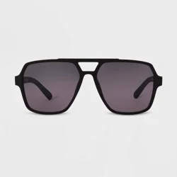 Men's Rubberized Plastic Aviator Sunglasses - Original Use™ Black: Scratch-Resistant, UV Protection