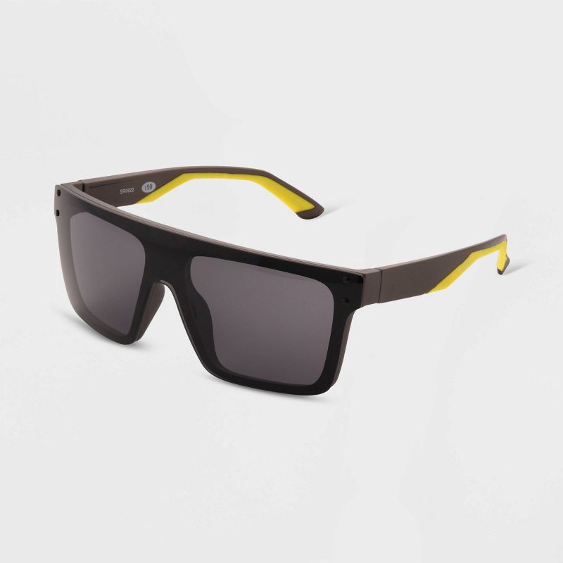 slide 2 of 2, Men's Rubberized Plastic Shield Sunglasses - All In Motion™ Black: Scratch-Resistant, UV Protection, 1 ct