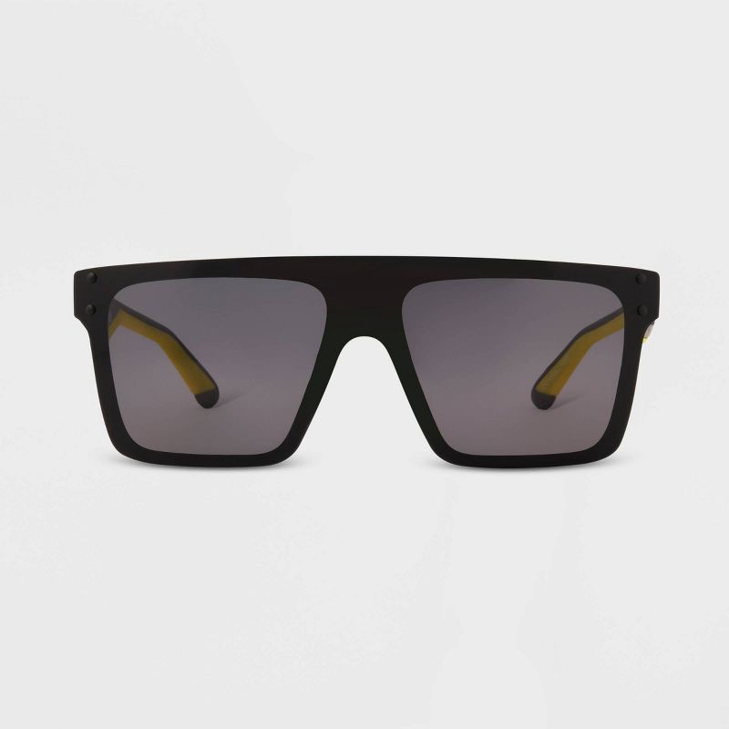 slide 1 of 2, Men's Rubberized Plastic Shield Sunglasses - All In Motion™ Black: Scratch-Resistant, UV Protection, 1 ct