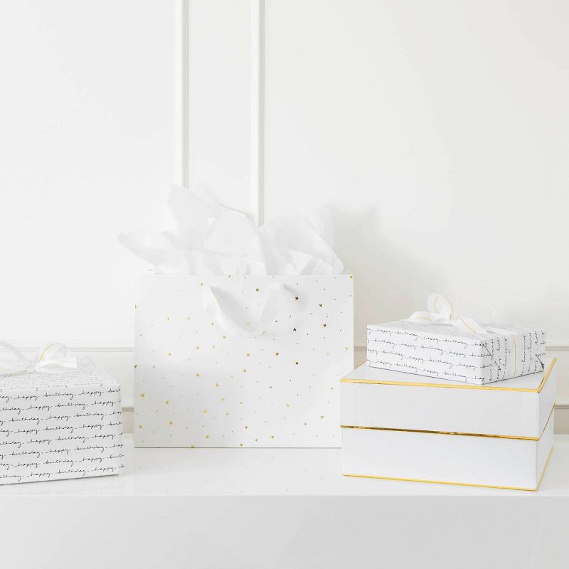slide 4 of 4, Sugar Paper + Target 10"x10"x5" Large Square Gift Box White/Gold - Sugar Paper™ + Target, 1 ct