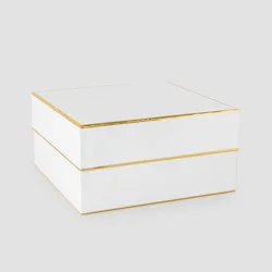 Sugar Paper + Target 10"x10"x5" Large Square Gift Box White/Gold - Sugar Paper™ + Target