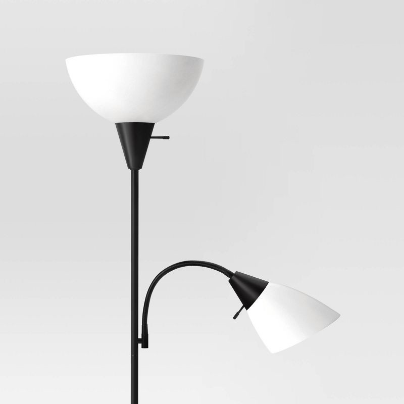 slide 4 of 5, Torchiere with Task Light Floor Lamp Black - Room Essentials™: Adjustable, ETL Listed, Metal Body, 1 ct