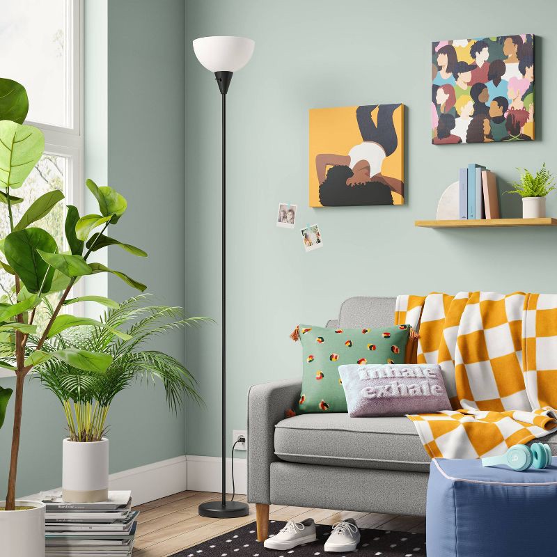 slide 2 of 5, Torchiere Floor Lamp Black - Room Essentials™: Minimalist Standing Light with 3-Way Switch, 1 ct