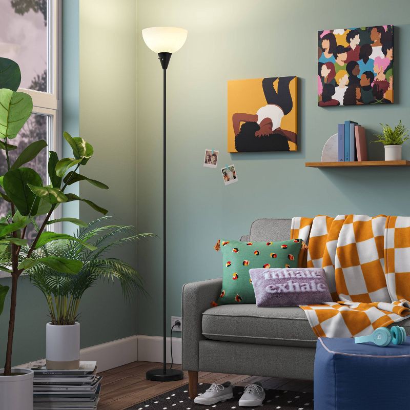 slide 3 of 5, Torchiere Floor Lamp Black - Room Essentials™: Minimalist Standing Light with 3-Way Switch, 1 ct