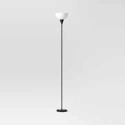 Torchiere Floor Lamp Black - Room Essentials™: Minimalist Standing Light with 3-Way Switch