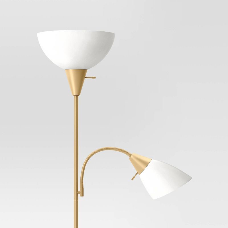 slide 4 of 5, Torchiere with Task Light Floor Lamp Gold - Room Essentials™: Adjustable, Metal Body, ETL Listed, Modern Style, 1 ct