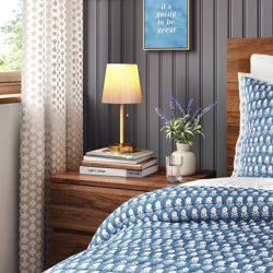 14"x6.5" Mini Rattan Wrap Stick Table Lamp Brass - Threshold™: No Assembly, ETL Listed, Cotton Shade