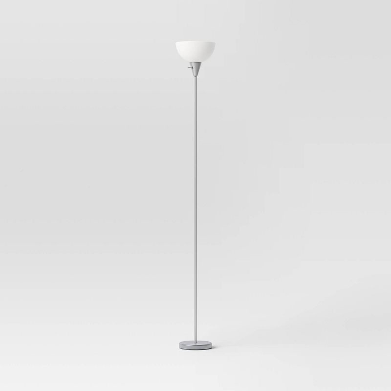 slide 2 of 5, Torchiere Floor Lamp Silver - Room Essentials™: Minimalist Ambient Uplight, ETL Listed, 1 ct