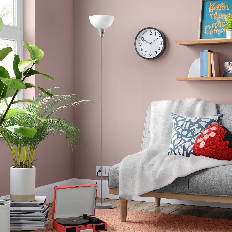 slide 3 of 5, Torchiere Floor Lamp Silver - Room Essentials™: Minimalist Ambient Uplight, ETL Listed, 1 ct