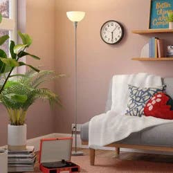 Torchiere Floor Lamp Silver - Room Essentials™: Minimalist Ambient Uplight, ETL Listed