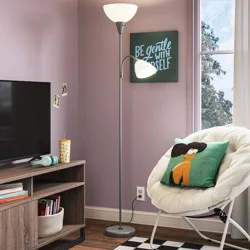 Torchiere with Task Light Floor Lamp Silver - Room Essentials™: Adjustable, ETL Listed, Metal Body