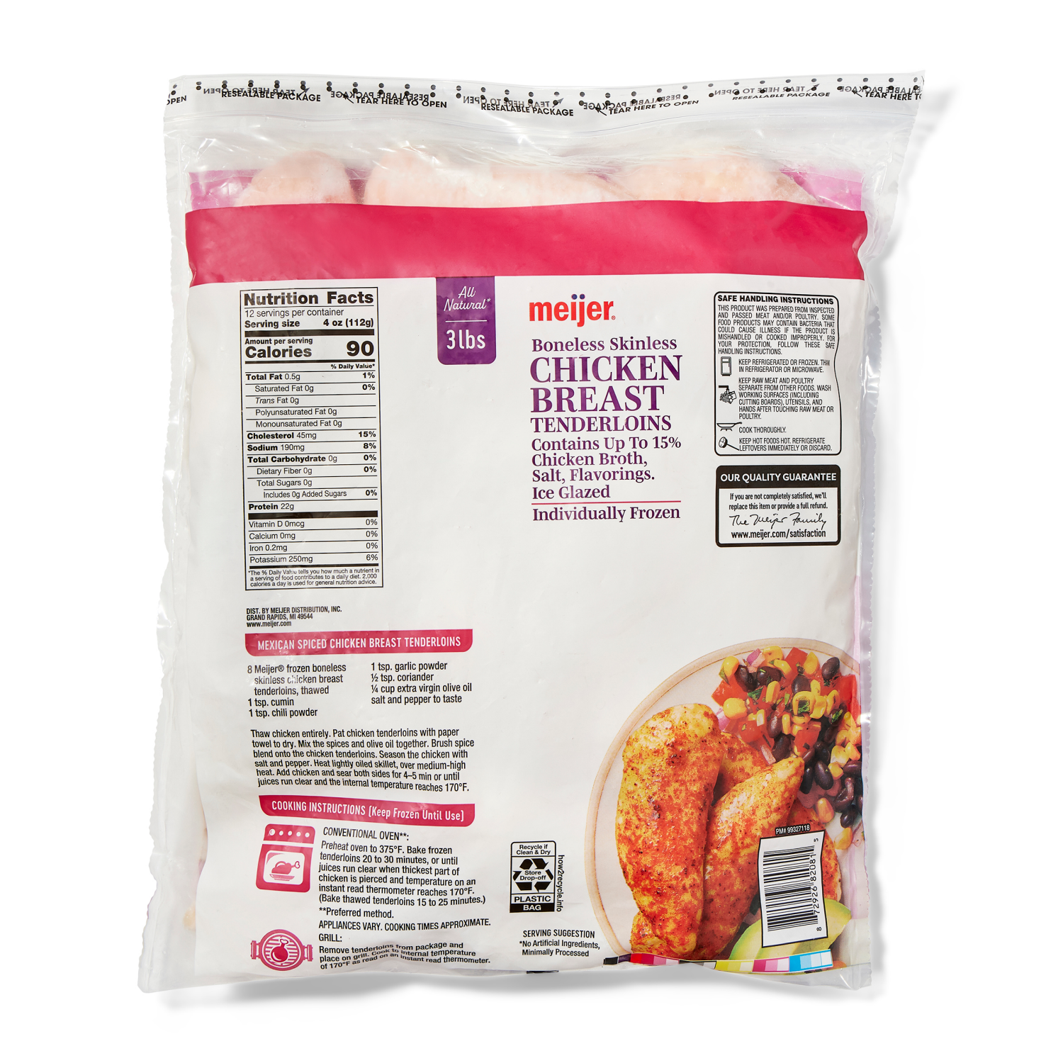 slide 3 of 3, Meijer Frozen Chicken Breast Tenderloins, 48 Oz, 48 oz