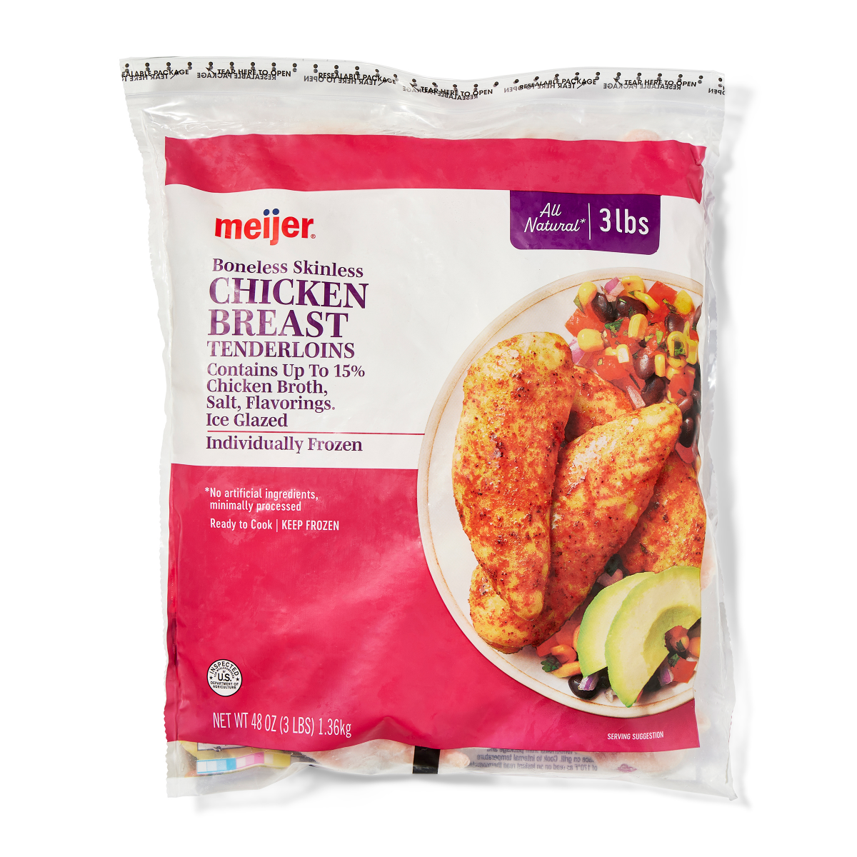 slide 1 of 9, Meijer Frozen Chicken Breast Tenderloins, 48 oz, 48 oz