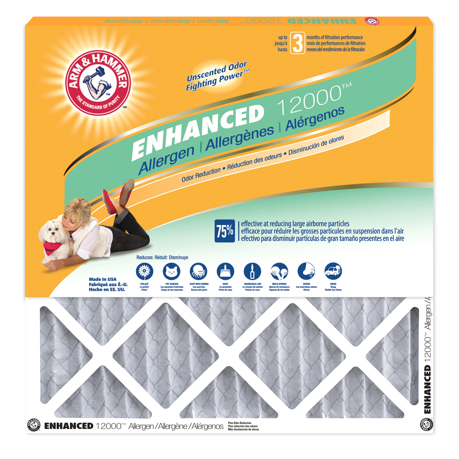 slide 1 of 1, ARM & HAMMER Air Filter, 20 in x 25 in x 1 in
