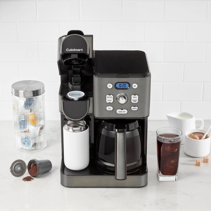 slide 2 of 6, Cuisinart Coffee Center 2-IN-1 Coffee Maker and Single-Serve Brewer -Black Stainless Steel- SS-16BKS: Programmable K-Cup & Ground Coffee Machine, 1 ct