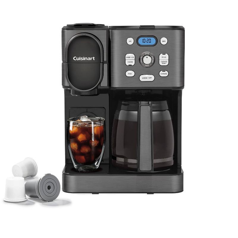 slide 1 of 6, Cuisinart Coffee Center 2-IN-1 Coffee Maker and Single-Serve Brewer -Black Stainless Steel- SS-16BKS: Programmable K-Cup & Ground Coffee Machine, 1 ct