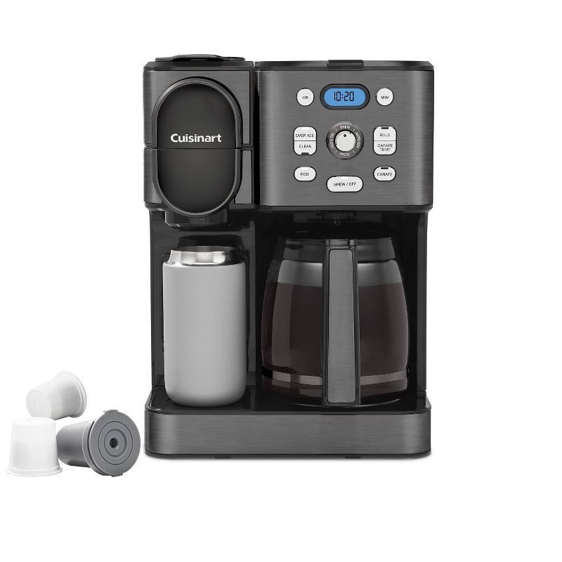 slide 4 of 6, Cuisinart Coffee Center 2-IN-1 Coffee Maker and Single-Serve Brewer -Black Stainless Steel- SS-16BKS: Programmable K-Cup & Ground Coffee Machine, 1 ct