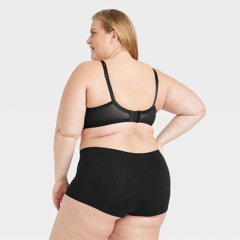 slide 2 of 3, Women's Seamless Boy Shorts Underwear - Auden™ Black 1X: Lightweight Nylon Spandex, Mid Rise, Pull-On, 1 ct