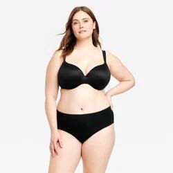 Women's Seamless Hipster Underwear - Auden™ Black 1X: Nylon Spandex Blend, Mid Rise, Pull-On