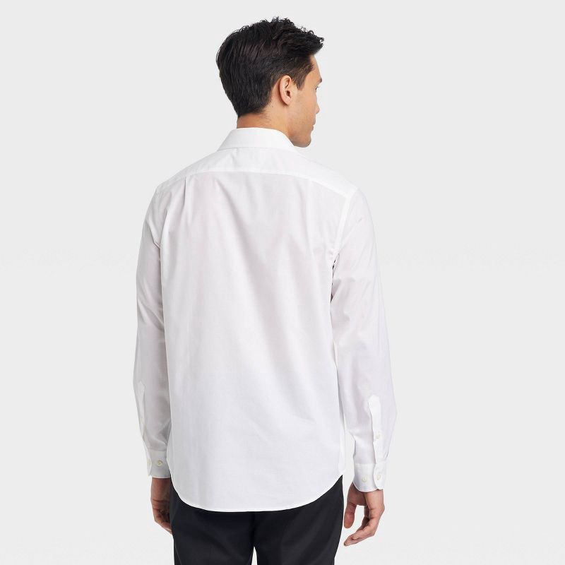 slide 2 of 3, Men's Performance Long Sleeve Button-Down Dress Shirt - Goodfellow & Co™ White M: Cotton Blend, Recycled Polyester, Spandex, 1 ct