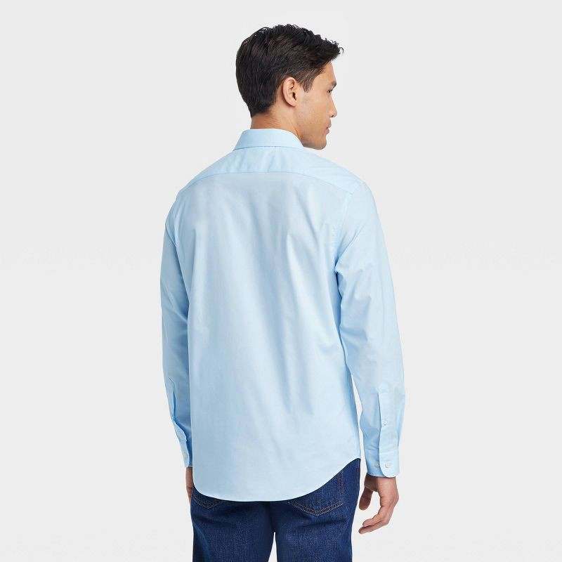 slide 2 of 3, Men's Performance Long Sleeve Button-Down Dress Shirt - Goodfellow & Co™ Blue XL: Standard Fit, 1 ct