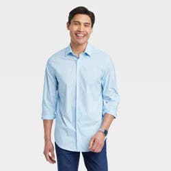 Men's Performance Long Sleeve Button-Down Dress Shirt - Goodfellow & Co™ Blue XXL: Poplin Fabric