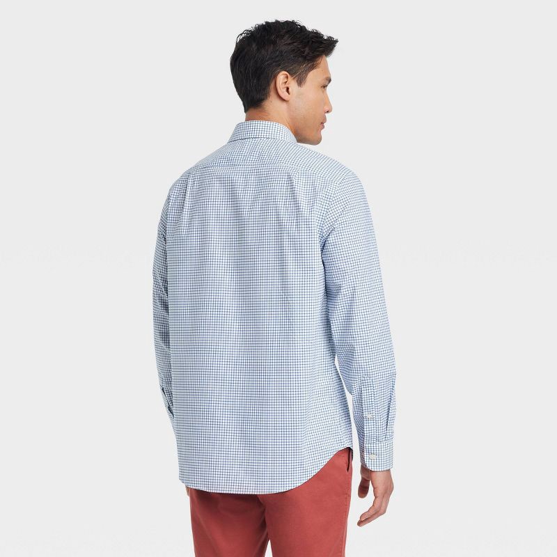 slide 2 of 3, Men's Performance Long Sleeve Button-Down Dress Shirt - Goodfellow & Co™ Navy Blue S: Cotton Blend, Recycled Polyester, Spandex, 1 ct