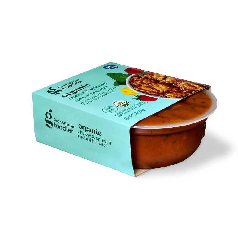 slide 3 of 4, Organic Cheese and Spinach Ravioli Toddler Meal Bowl - 4.5oz - Good & Gather™, 4.5 oz