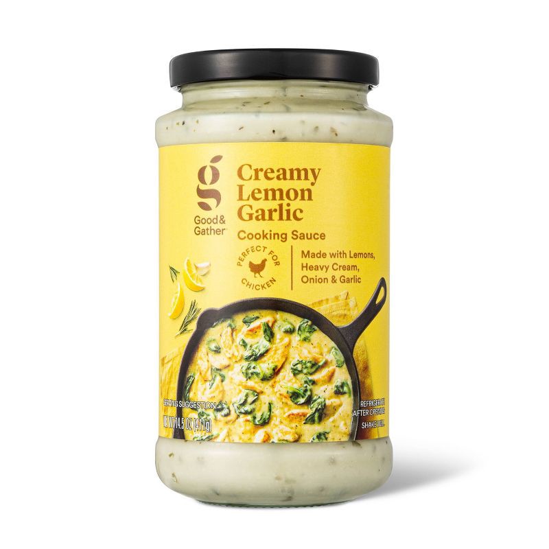 slide 1 of 3, Creamy Lemon & Garlic Cooking Sauce - 14.5oz - Good & Gather™, 14.5 oz