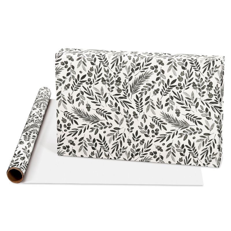 American Greetings 22.5 sqft Wedding Wrapping Paper Floral White/Black 1 ct