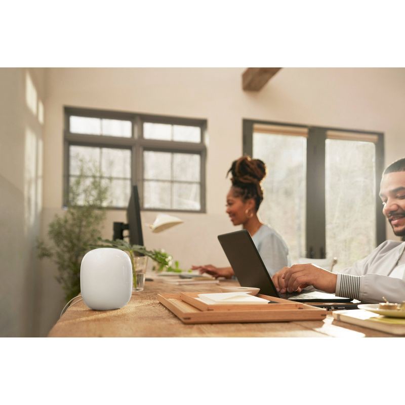 slide 6 of 7, Google Nest Wifi Pro - (Wi-Fi 6E) - Snow: Universal Compatibility, Dual Ethernet Ports, 1 ct