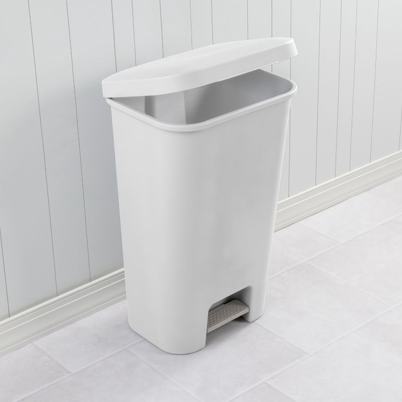 slide 6 of 10, 11.9gal Step Trash Can White - Brightroom™: Pedal-Operated Kitchen Garbage Can, Textured Plastic, Indoor Use, 11.9 gal
