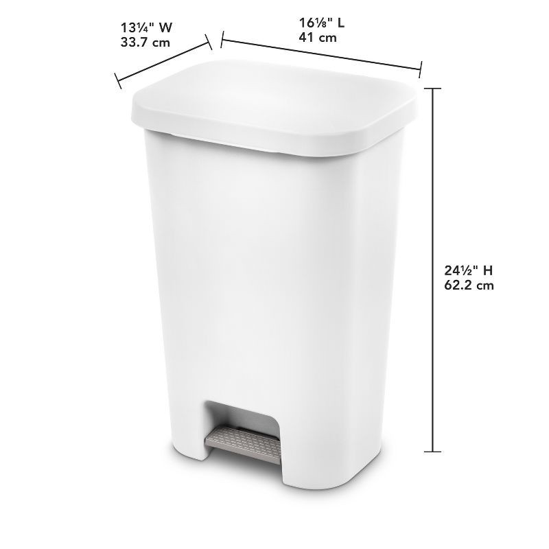 slide 10 of 10, 11.9gal Step Trash Can White - Brightroom™: Pedal-Operated Kitchen Garbage Can, Textured Plastic, Indoor Use, 11.9 gal