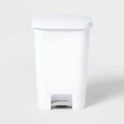11.9gal Step Trash Can White - Brightroom™: Pedal-Operated Kitchen Garbage Can, Textured Plastic, Indoor Use
