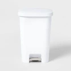 11.9gal Step Trash Can White - Brightroom™: Pedal-Operated Kitchen Garbage Can, Textured Plastic, Indoor Use