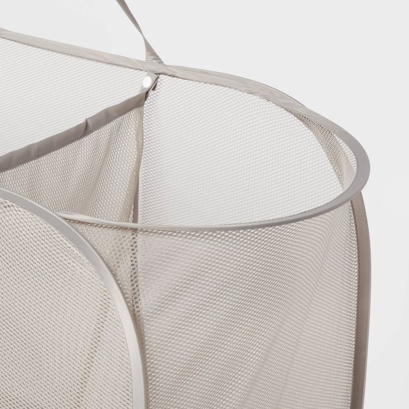 slide 3 of 3, Pop-up Mesh Triple Sorter - Brightroom™: Collapsible Gray Laundry Hamper, Multipurpose Clothes Organizer, 1 ct