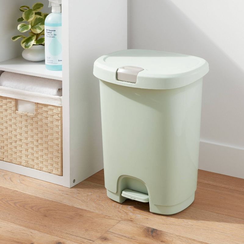 slide 2 of 3, 7gal Step Trash Can with Locking Lid Green - Brightroom™, 7 gal