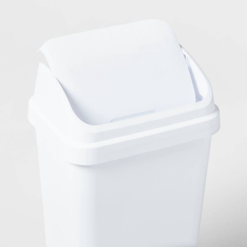 slide 3 of 6, 13gal Swing Top Waste Basket White - Brightroom™: Kitchen Trash Can, 13 Gallon Capacity, Textured Plastic, Indoor Use, 13 gal, 13 gal