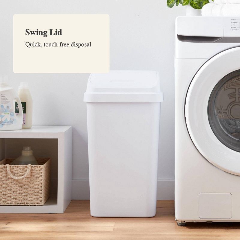 slide 4 of 7, 13gal Swing Top Waste Basket White - Brightroom™: Kitchen Trash Can, 13 Gallon Capacity, Textured Plastic, Indoor Use, 13 gal, 13 gal