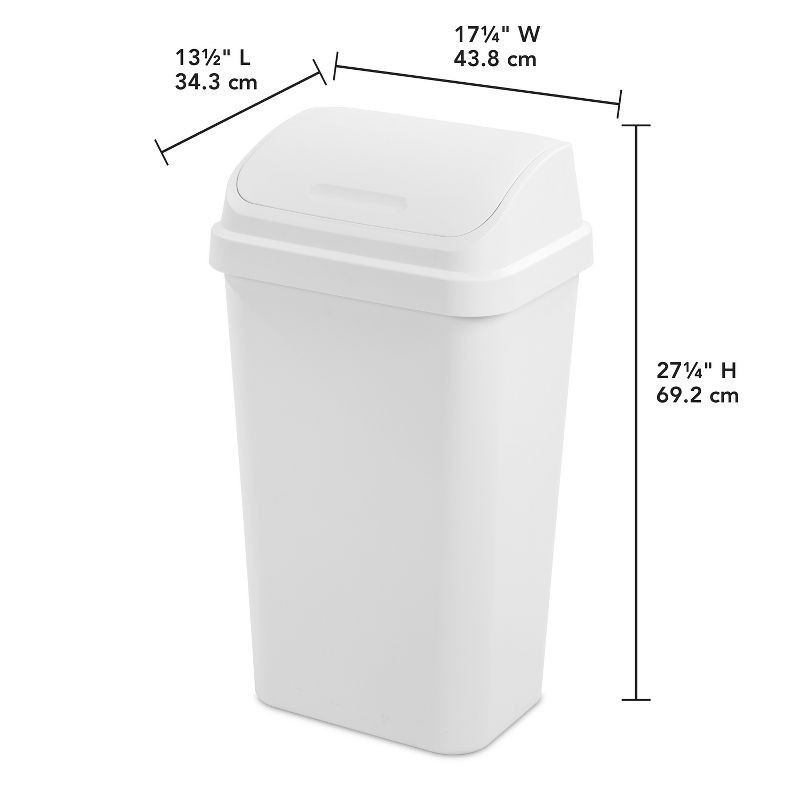 slide 6 of 6, 13gal Swing Top Waste Basket White - Brightroom™: Kitchen Trash Can, 13 Gallon Capacity, Textured Plastic, Indoor Use, 13 gal, 13 gal