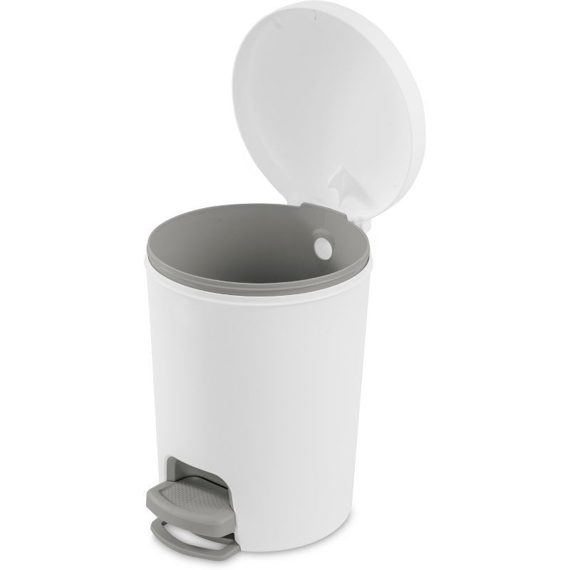 slide 7 of 11, 1.6gal Round Step Trash Can - Brightroom™: Compact Pedal-Operated Lid, Small Bathroom Bin, Textured White Finish, 1.6 gal